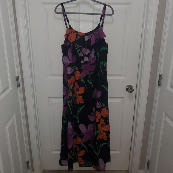 Lane Bryant Black and Purple Halter Maxi Sundress - Picture 1 of 4